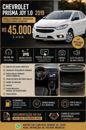 Chevrolet Prisma Sed. Joy/ LS 1.0 8V Flexpower 4P 2019