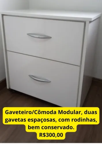 Gaveteiro Modular Cômoda Modular Branco em Madeira