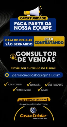 CONSULTOR DE VENDAS (NÃO É NECESSÁRIO EXPERIÊNCIA)