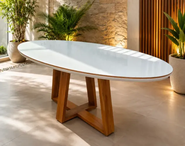 Mesa de Jantar Oval 2,20 x 1,10 - Design Moderno e Sofisticado
