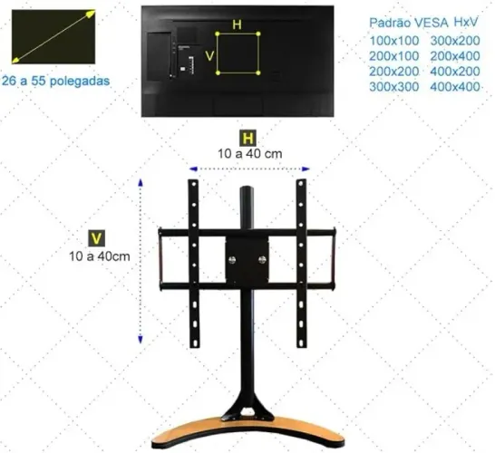 Base Para Tv De Mesa Pé para tv universal 26-55 pol