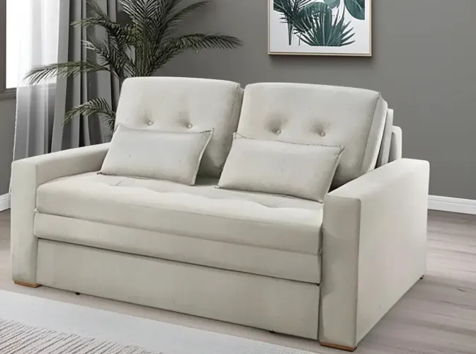 Sofá-Cama Casal com Colchão Espuma D33 Comfort - Rondomóveis 508 - Veludo Pinhais
