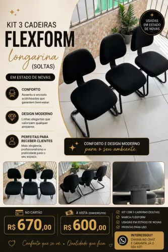 Kit 3 cadeiras (soltas) Flexform em estado de novas