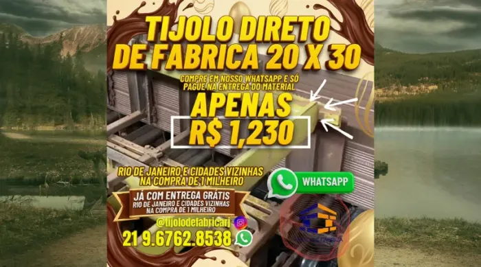 tijolo 10 furos 20x30 para obras comerciais 