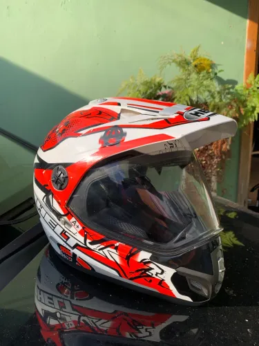 Capacete Helt Cross Motocross - Branco/Vermelho