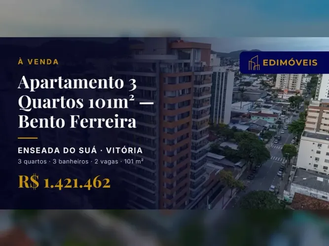 Enseada do Suá: Apartamento 3 quartos com piscina aquecida e área gourmet