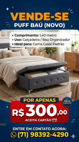 Puf baú com tampa para organização do espaço semi novo 