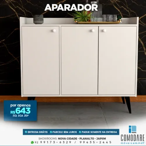 Aparador 110 cm com 3 Portas - R$ 643