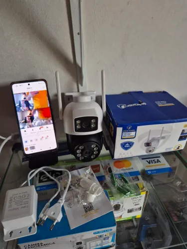 Câmera de Segurânça Wi-fi 2 Lentes 360° Acesso Remoto Via Celular