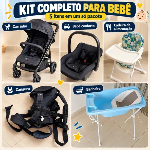 KIT COMPLETO PARA BEBÊ - 5 ITENS SEMINOVOS COM DESCONTO
