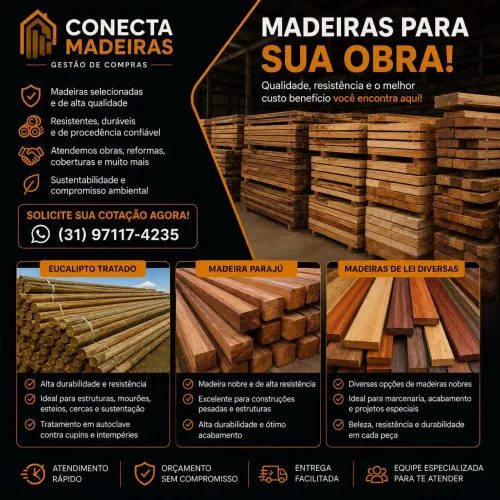 Madeiras para construção da fundação ao acabamento