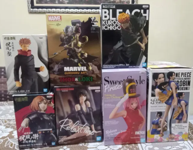 Conjunto de sete figuras, estatuetas originais Bandai banpresto