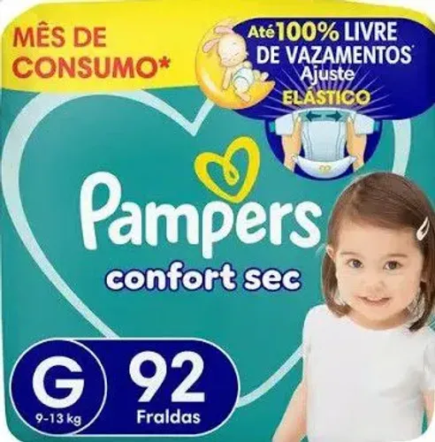 Fralda Pampers Confort sec, G, 92 unidades