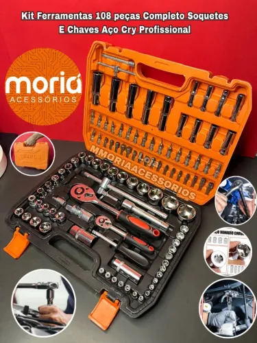 Kit Ferramentas 108 Peças com Soquetes, Chaves e Catracas Maleta Kit Mecânico