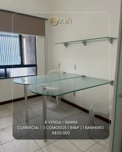 Sala Comercial com 3 cômodos | 94m² à venda na Barra