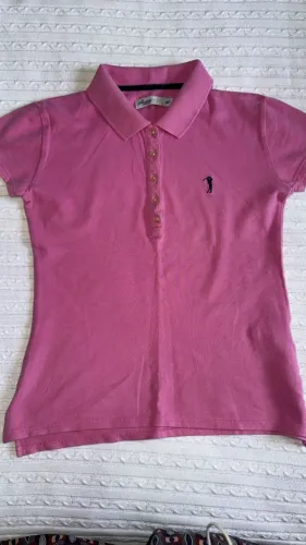 camisa polo aleatory rosa feminina