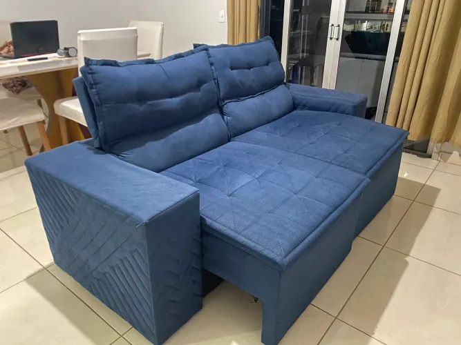 Sofá 3 Lugares Cama inBox Belém Retrátil e Reclinável Revestido em Suede Velusoft