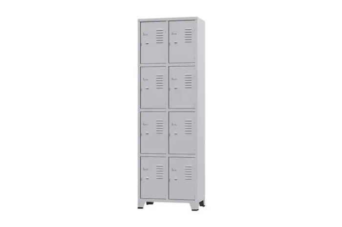 Armário Roupeiro Aço 8 Portas Academia Guarda Volume 1850X340X400 Cor Cinza