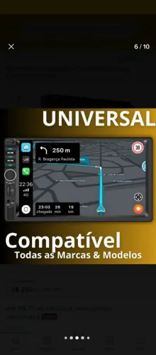 Multimedia Universal GPS Touch 7polegadas Espelha Carplay + Câmera de Ré 