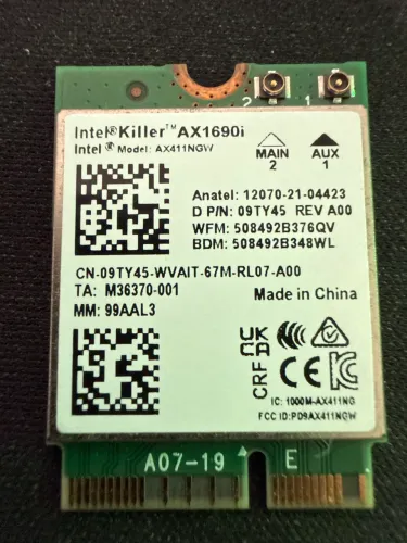 Placa de rede Wi-Fi 6 AX Intel Killer AX1680i
