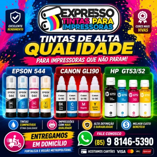Tinta Epson Canon e HP Pronta Entrega. Fale Conosco.