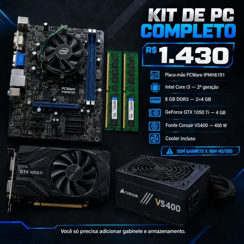 PC Gamer GTX 1050 Ti 4GB | Core i3 2° Geração| 8GB RAM