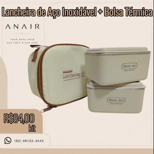 Lancheira de Aço Inoxidável + Bolsa Térmica