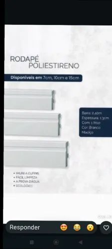 Rodapés fabricado em Poliestireno branco