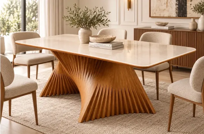 Mesa Jantar Plus com Vidro 220x110 Base Ripado p5