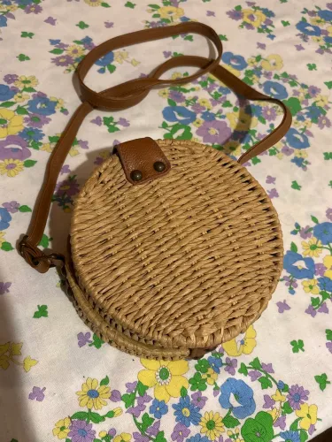 BOLSA ESTILOSA COURO E FIBRA TRAÇADA ARTESANAL