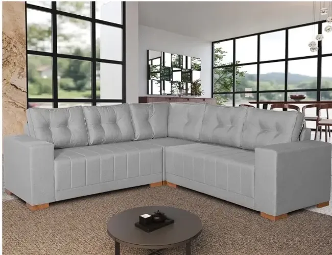SOFÁ DE CANTO MONACO 236CM 7 LUGARES EM LINHO