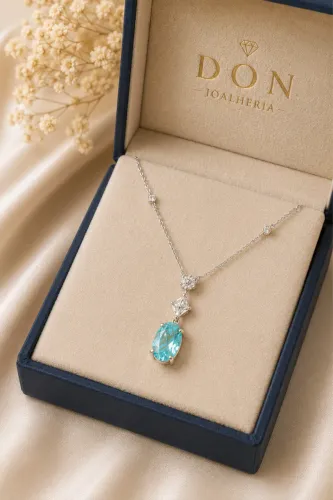 Colar Turmalina Paraíba e Diamantes