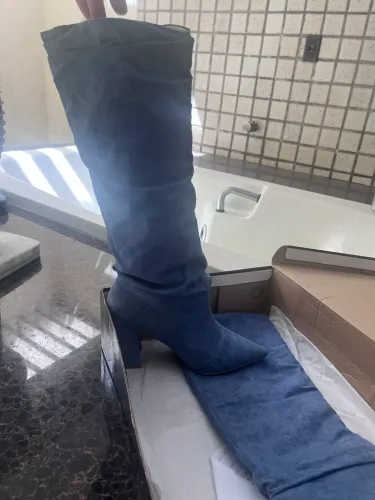Bota Feminina Cano Longo Zatz Tecido Jeans N? 38