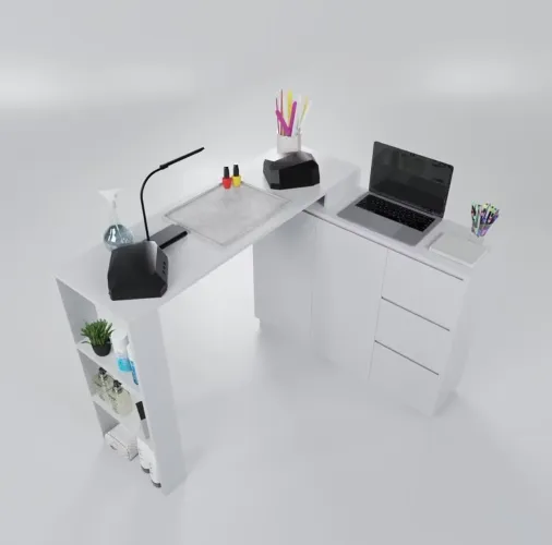 Mesa de Manicure em L + 2 Expositores de Esmaltes - Nova na Caixa