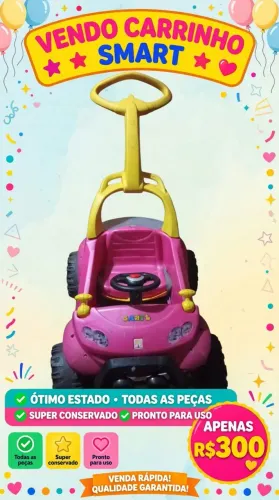 Carrinho rosa de R$300 por R$250