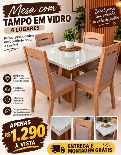 Super Promoção de Conjunto de Mesa 4 cadeiras!!