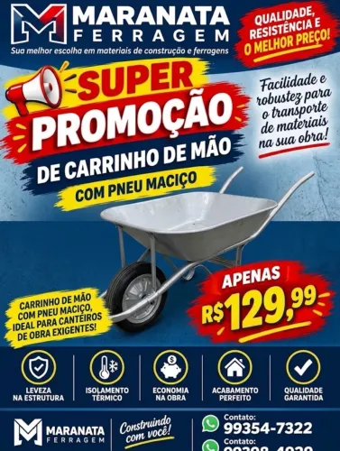 Carrinho de Mão Pneu Maciço