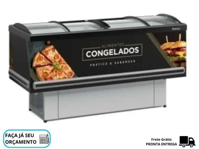 Ilha de Congelados Vidro Curvo 2M Gelopar