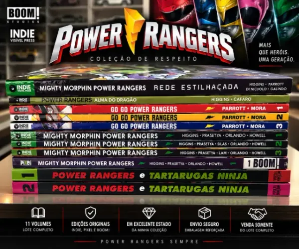 Lote Power Rangers - 11 HQs Mighty Morphin + Go Go + TMNT + brinde!