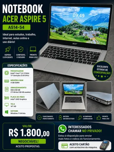 NOTEBOOK ACER ASPIRE 5 À VENDA