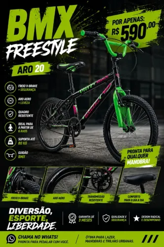 Bicicleta Aro 20 Bmx Freestyle Infantil Vega Aro 20 aero Bike freio V-brake