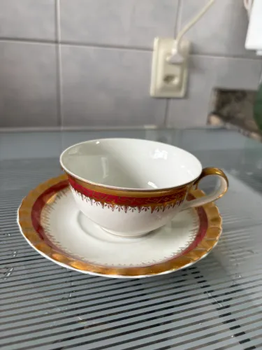 Xícara de Chá Antiga em Porcelana Steatita Paraná com Pires - Vintage