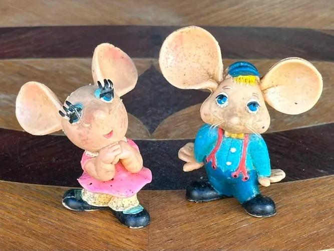 Topo Gigio e Rosine Maria Perego Lote com 2 Bonecos Vintage Colecionáveis