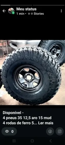 Kit rodas de ferro aro 15 5furos + pneus Mud 35 12.5R15 novos para projeto