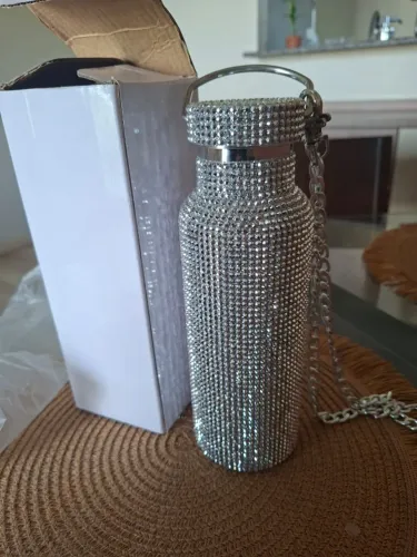 Garrafa Térmica 500ml com strass e alça
