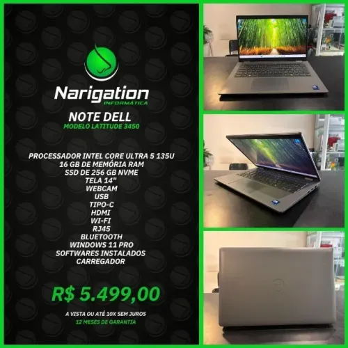 Notebook Dell Latitude 3450 Intel Ultra 5 135 u 16gb RAM SSD Nvme 256gb