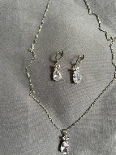 Conjunto banhado a prata 925