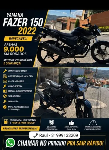 Yamaha Fazer 150 ano 2021 modelo 2022 - Apenas 9.000 km | Impecável