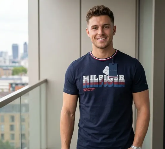 Camiseta Tommy Hilfiger Azul Marinho - Nova com Etiqueta