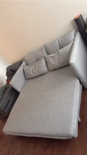 Sofá Cama linho Cinza Ortobom - 2 lugares